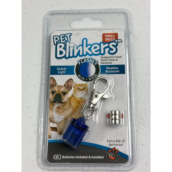 Pet Blinkers Small Breed Flashing LED Safety Light Blue & White Weather Resistan - Picture 2 of 5